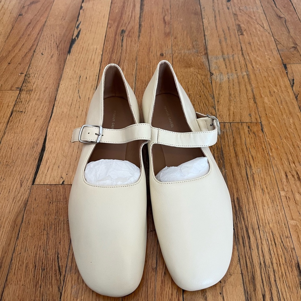 Mansur Gavriel Cream Mary Jane Flats
